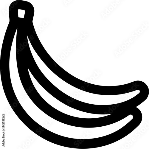 Bold Black Outline of a Bunch of Bananas Simple and Modern.