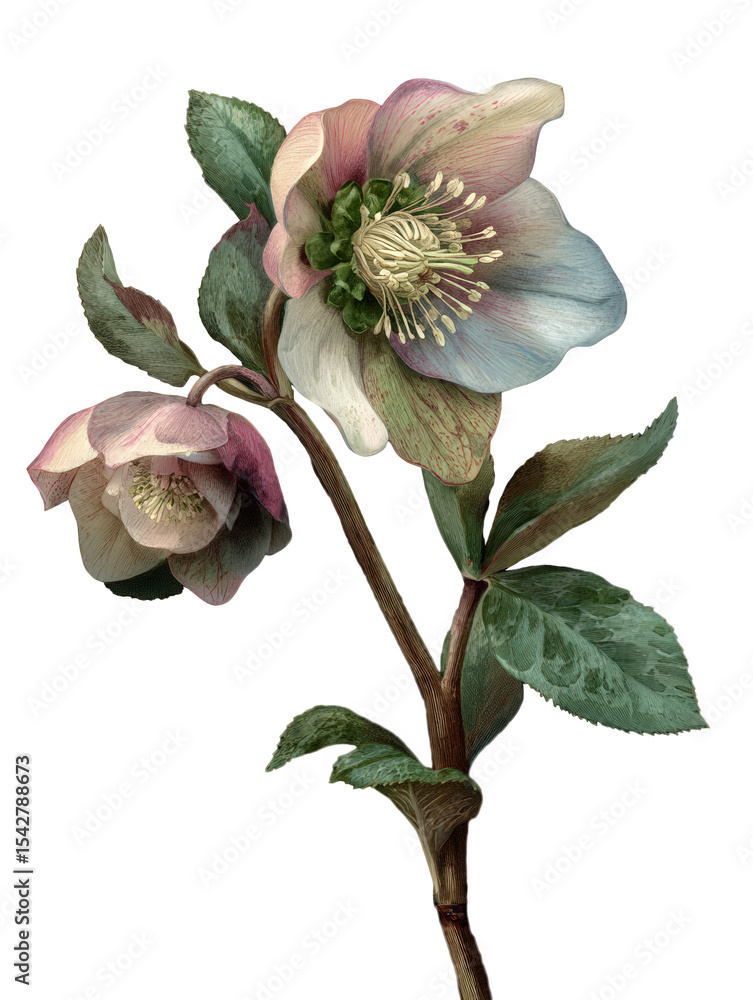 Fototapeta premium illustration of a Hellebore flower isolated on a transparent background