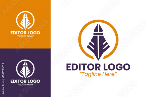 Creative Editor Logo in Purple and Orange for Content Creation and Editorial Services