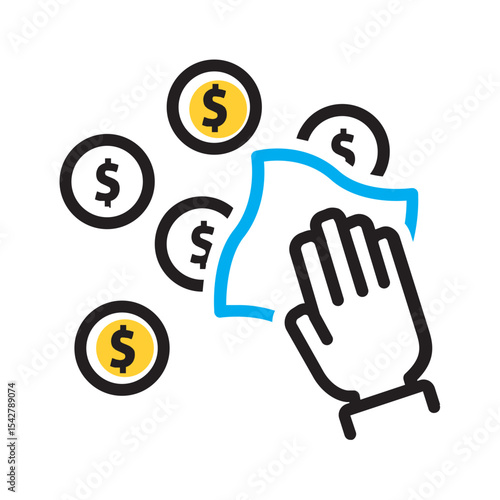 Vector multi color icon for Money wipe