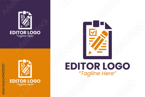 Minimalist Orange and Purple Editor Logo for Media and Content Creation Branding