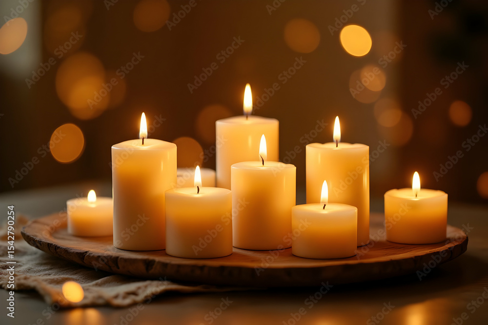 Innovative Candle Arrangement with Futuristic Sensors and Smart Lighting for Wellness Tracking Innovative Candle Arrangement with Futuristic Sensors and Smart Lighting for Wellness Tracking