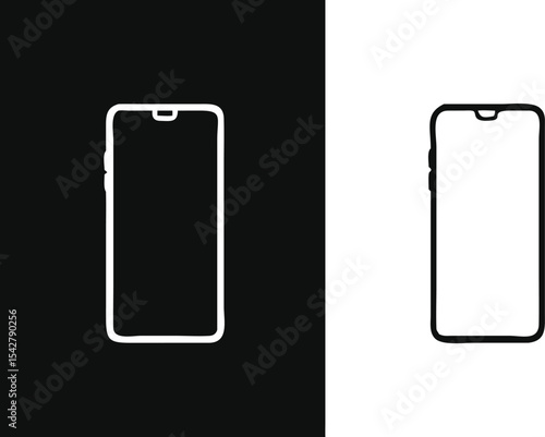 Smartphone mockup. Isolated from white and black backgrounds. with precision detail. android frameless design, vector Illustration