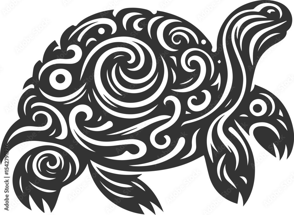 Fototapeta premium Drawing silhouette of a tortoise animal vector black