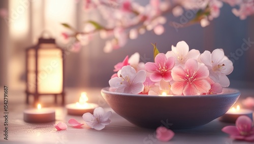 Wallpaper Mural Calm, floral spa scene with candles and blossoms Torontodigital.ca