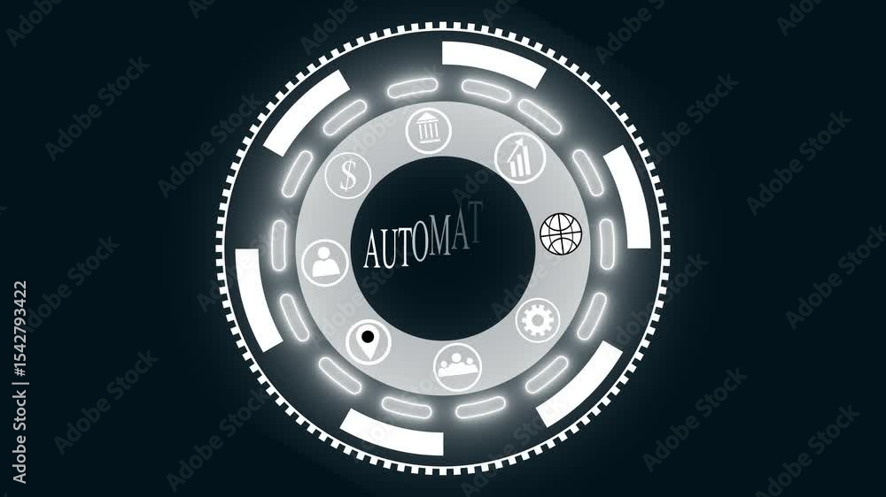 A Automation concept button on a futuristic, network icon , holographic advanced HUD circle platform glowing dots digital. A Automation concept button on a futuristic, network icon , holographic advanced HUD circle platform glowing dots digital.
