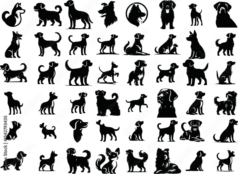 Naklejka premium dog silhouette bundle set vector illustration