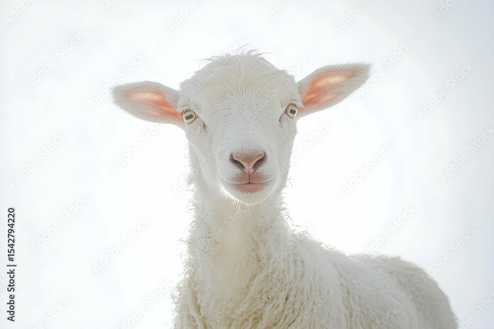 Fototapeta premium Close-up of white lamb symbolizing purity during Eid al-Adha.