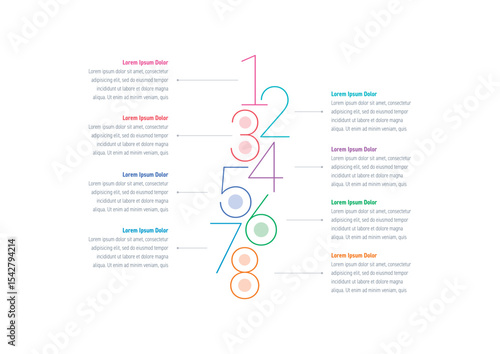 Wallpaper Mural Infographic template with colorful numbers. Eight options numeric information template. Infographic template for business, education, industry, technology world. Information template for annual report Torontodigital.ca
