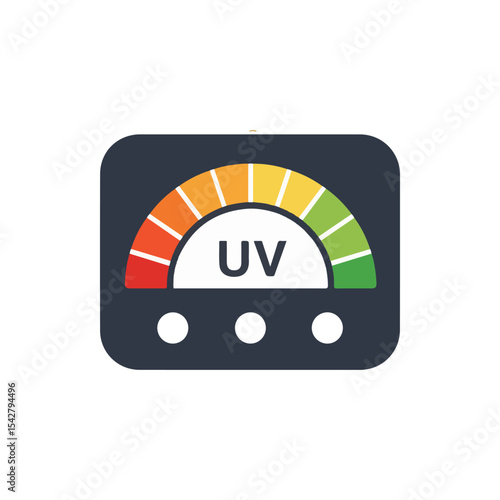 Heat Wave Flat Icon, UV Index Meter, Vector Illustration, on White Background, Suitable for Infographic Design and Applications