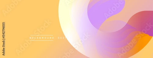 Abstract background features soft color gradients. Orange, purple, white blend smoothly creating fluid shapes. Minimalist design, modern aesthetic.