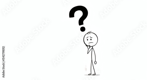 Confused Stick Figure Illustration of Uncertainty and Questioning