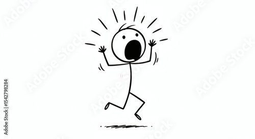 Stick Figure Illustration Running in Panic, Fear, and Anxiety