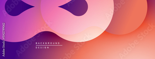 Abstract gradient shapes overlap creating flowing, modern background. Purple, pink, orange hues dominate composition. Minimalist design.