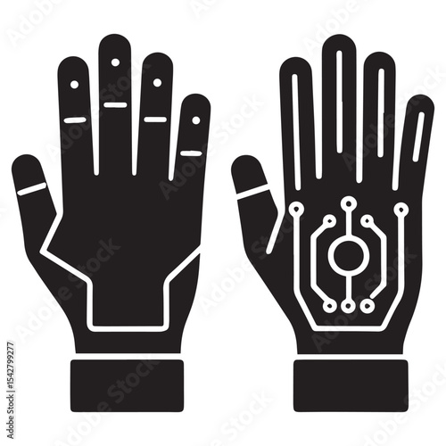 smart gloves with touch screen compatibility icon vector silhouette
