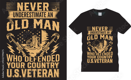 Memorial proud usa veteran day t-shirt designs never underestimate an old man who depended your country u.s.veteran