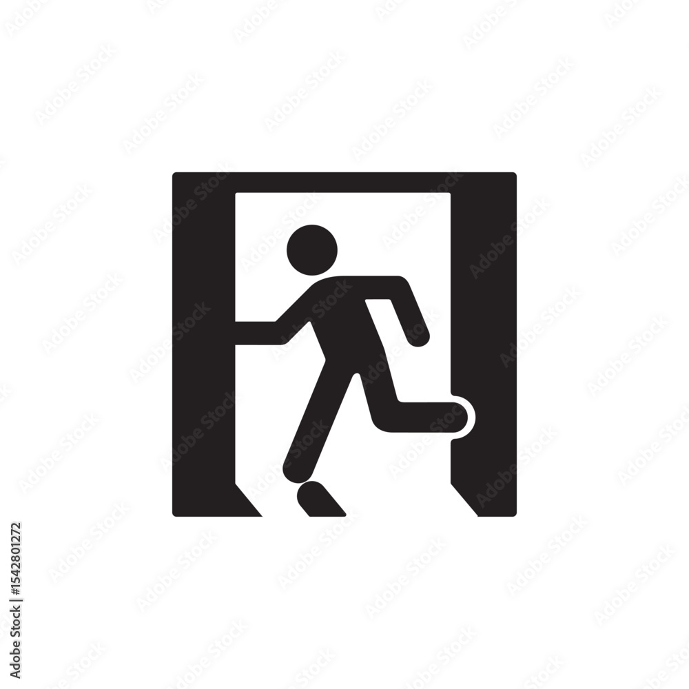 emergency exit left icon symbol sign vector emergency exit left icon symbol sign vector