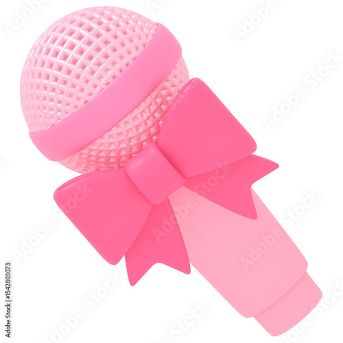 リボンのついた可愛いピンクのマイク