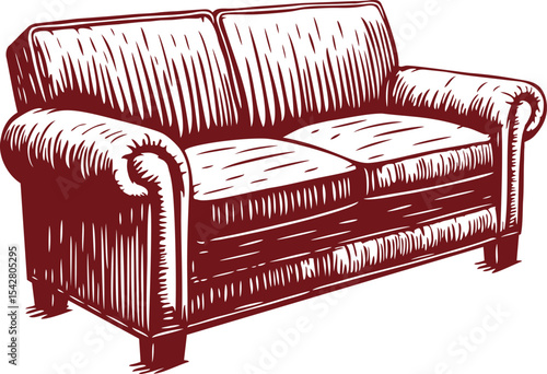 Beautiful Classic Hand Drawing Couch