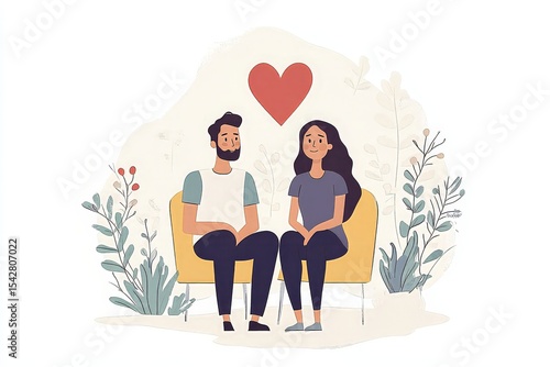 Psychologist counseling a married couple, discussing the husband's depression and offering support for mental health improvement., Generative AI
