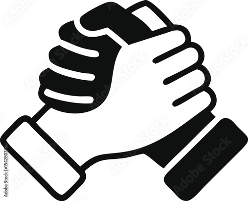 Soul brother handshake icon, thumb clasp handshake or homie handshake isolated on white background, friendship or deal business concept, vector icon for apps and websites