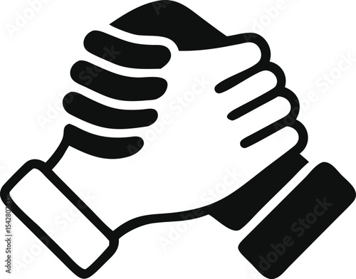 Soul brother handshake icon, thumb clasp handshake or homie handshake isolated on white background, friendship or deal business concept, vector icon for apps and websites