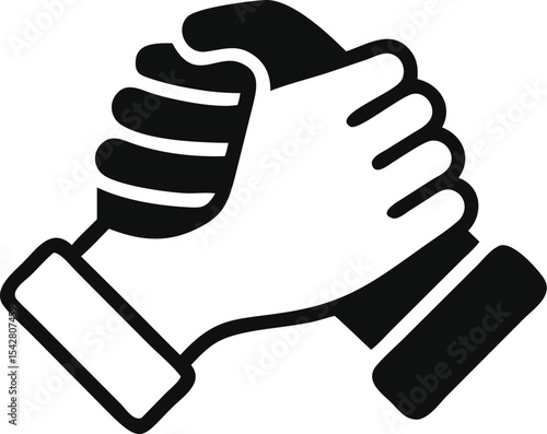 Soul brother handshake icon, thumb clasp handshake or homie handshake isolated on white background, friendship or deal business concept, vector icon for apps and websites