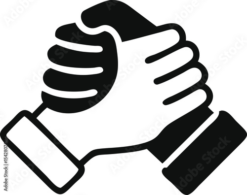 Soul brother handshake icon, thumb clasp handshake or homie handshake isolated on white background, friendship or deal business concept, vector icon for apps and websites
