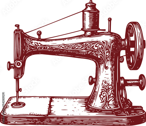 Beautiful Classic Hand Drawing Sewing Machine