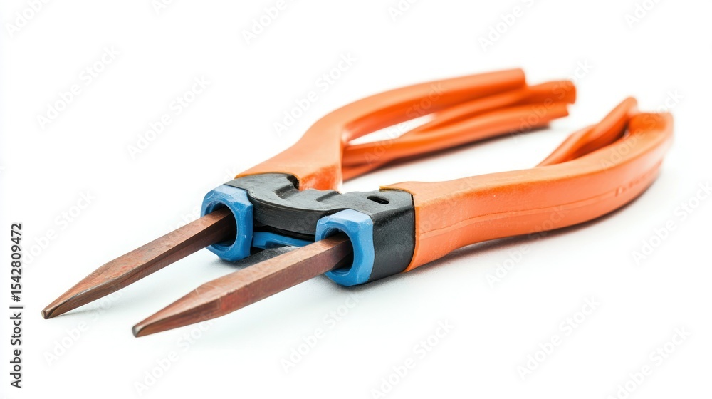 A pair of insulated wire strippers on a white background A pair of insulated wire strippers on a white background