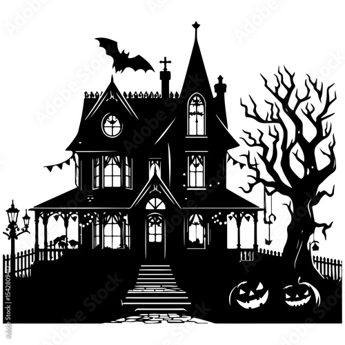 vector illustration of a halloween house vector