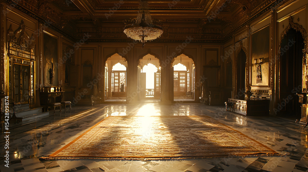 Fototapeta premium interiors of Red Fort in Delhi at sunset, India