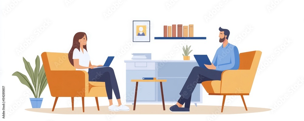 Psychologist counseling a patient with depression, helping them cope with mental health challenges and providing professional care., Generative AI Psychologist counseling a patient with depression, helping them cope with mental health challenges and providing professional care., Generative AI