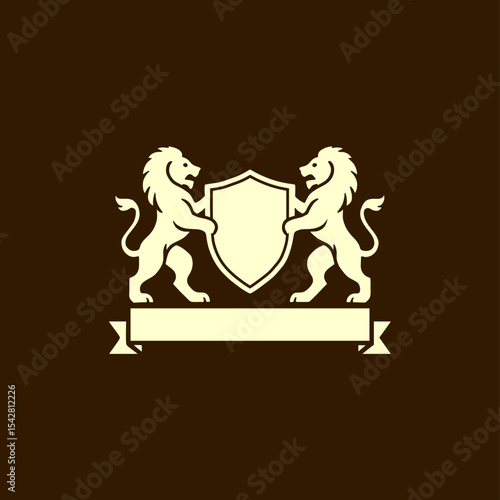 heraldic lion logo shield coat of arms family crest logo	