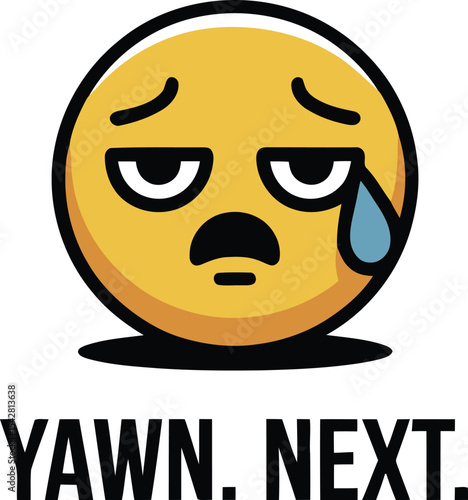  Emoticon Bored Tired Uninterested  Yawning Face Illustration Tshirt Idea