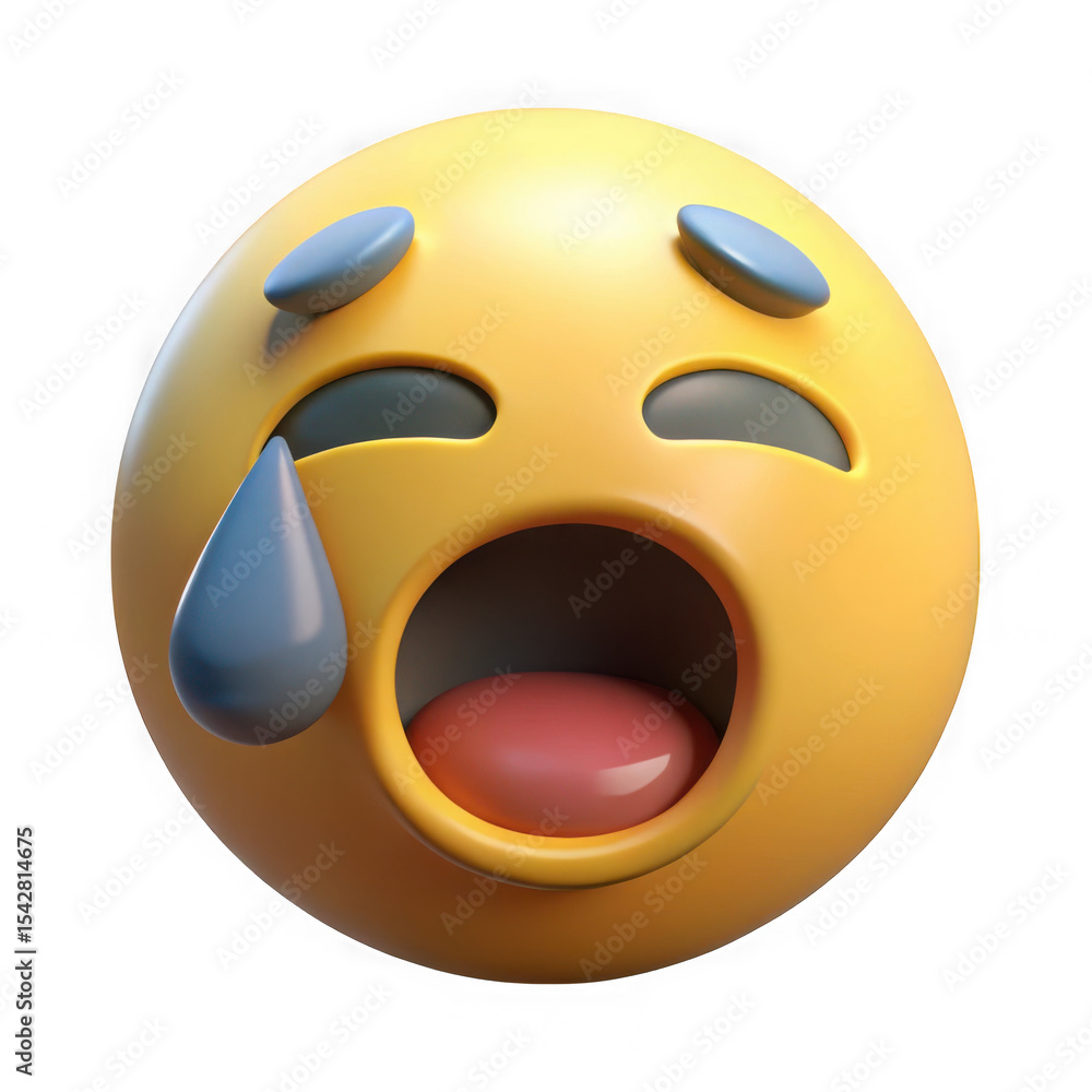 Fototapeta premium 3d render of a crying emoji with open mouth
