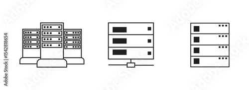 Server rack icon linear logo isolated. data and server linear icon set