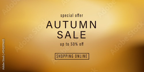 Autumn sale shop banner. Gradient soft background in warm shades. Red, orange retro mood backdrop. Defocused abstract landscape.