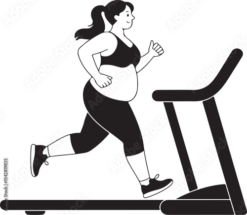 Treadmill Running Silhouette Vector Illustration for Cardio Exercise