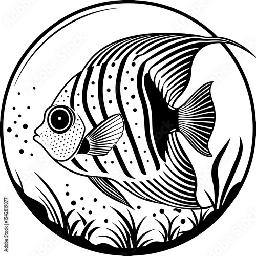 angelfish (linocut style)