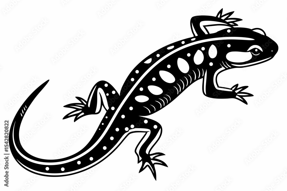 Fototapeta premium spotted salamander silhoette black vector 