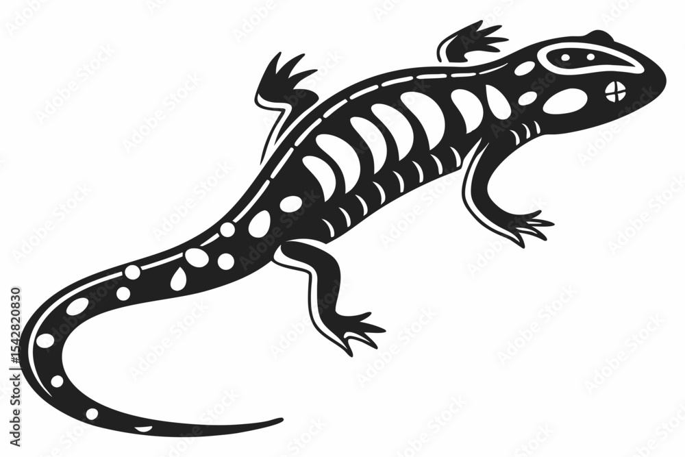 Naklejka premium spotted salamander silhoette black vector 