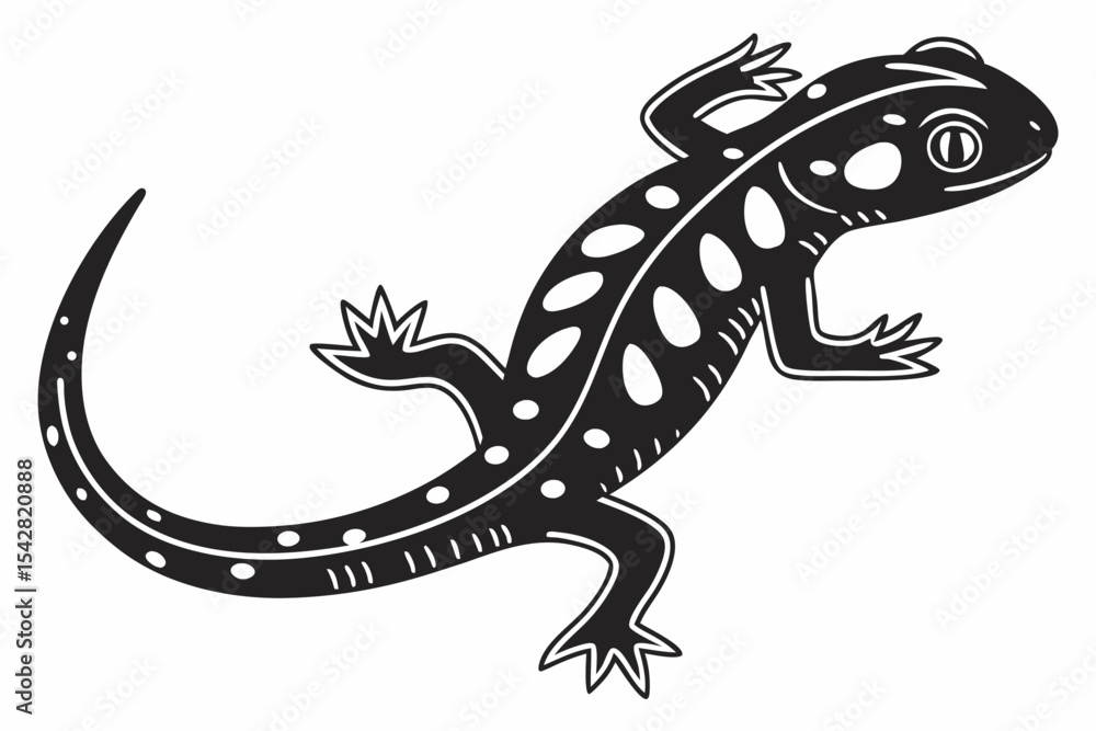 Fototapeta premium spotted salamander silhoette black vector