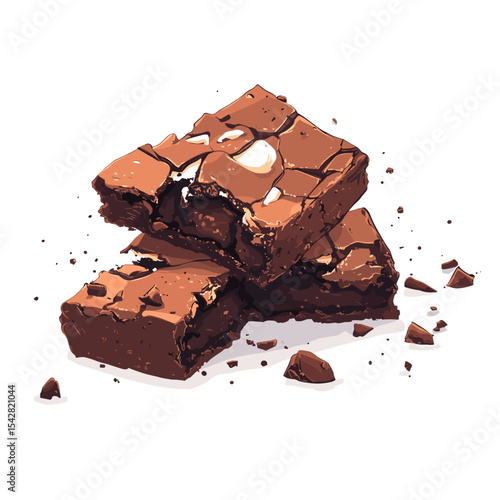 charming brownie square with bite taken cartoon icon style white background.