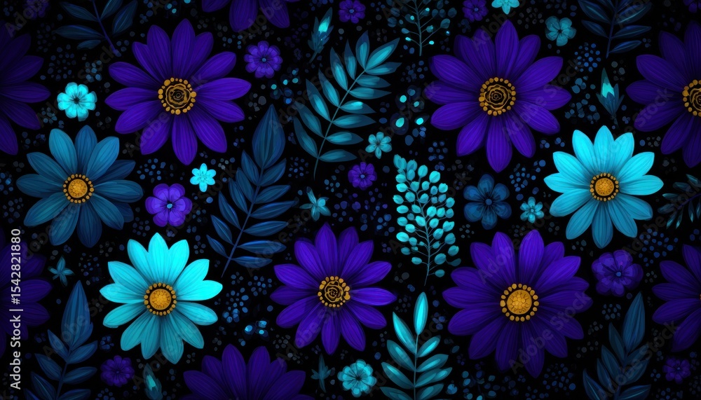 Vibrant floral pattern on a dark background (1) Vibrant floral pattern on a dark background (1)