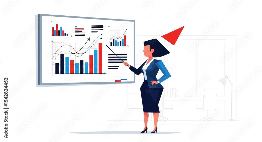 Businesswoman Presenting Data-Driven Insights Strategic Planning & Growth Analysis Businesswoman Presenting Data-Driven Insights Strategic Planning & Growth Analysis