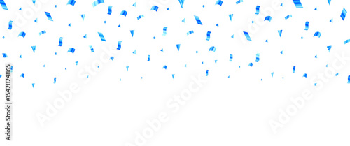 Celebratory Blue Confetti Falling on White Background for Party and Events