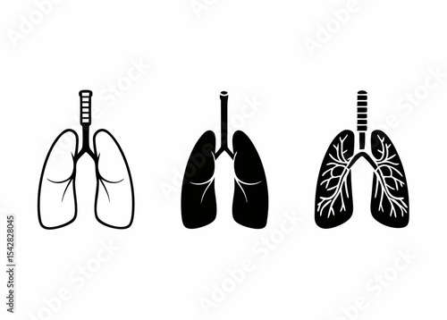 Human Lungs Icon Set - Respiratory System Vector Graphics