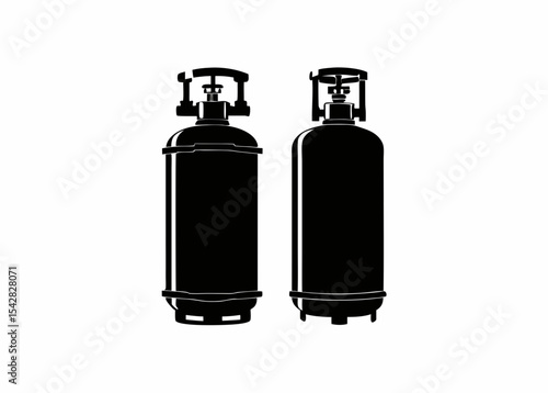Gas Cylinder Silhouette Set - Propane Tank Vector Icons