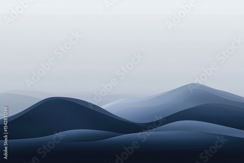 Misty, soft blue mountains